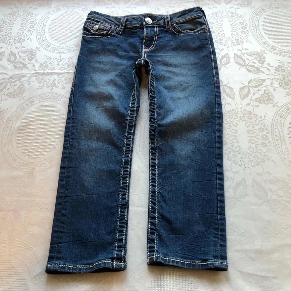 True Religion Girls Size 10 Blue Jeans Denim Pants Classic-Fit Straight-Leg